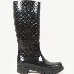 Louis Vuitton Black Monogram Splash High Rain Boots